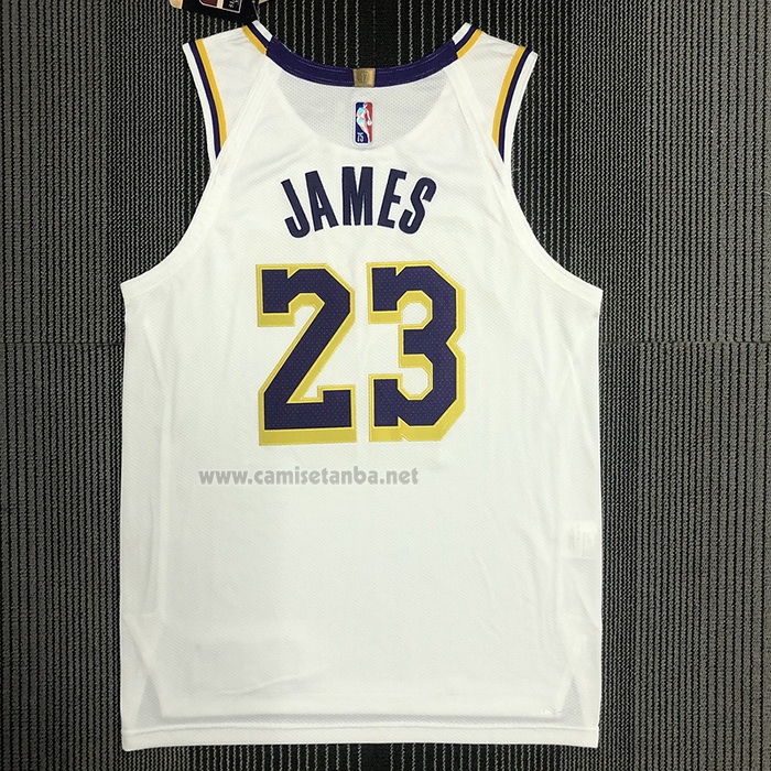 Camiseta Los Angeles Lakers LeBron James #23 Association Autentico Blanco
